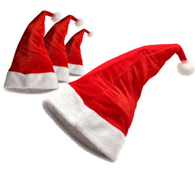 Discountershop Christmas Hats Unisex - Plush Red/White - Set of 4 Luxury Christmas Hats for Children & Adults - 100% Polyester Discountershop Christmas Hats Unisex - Plush Red/White - Set of 4 Luxury Christmas Hats for Children & Adults - 100% Polyester