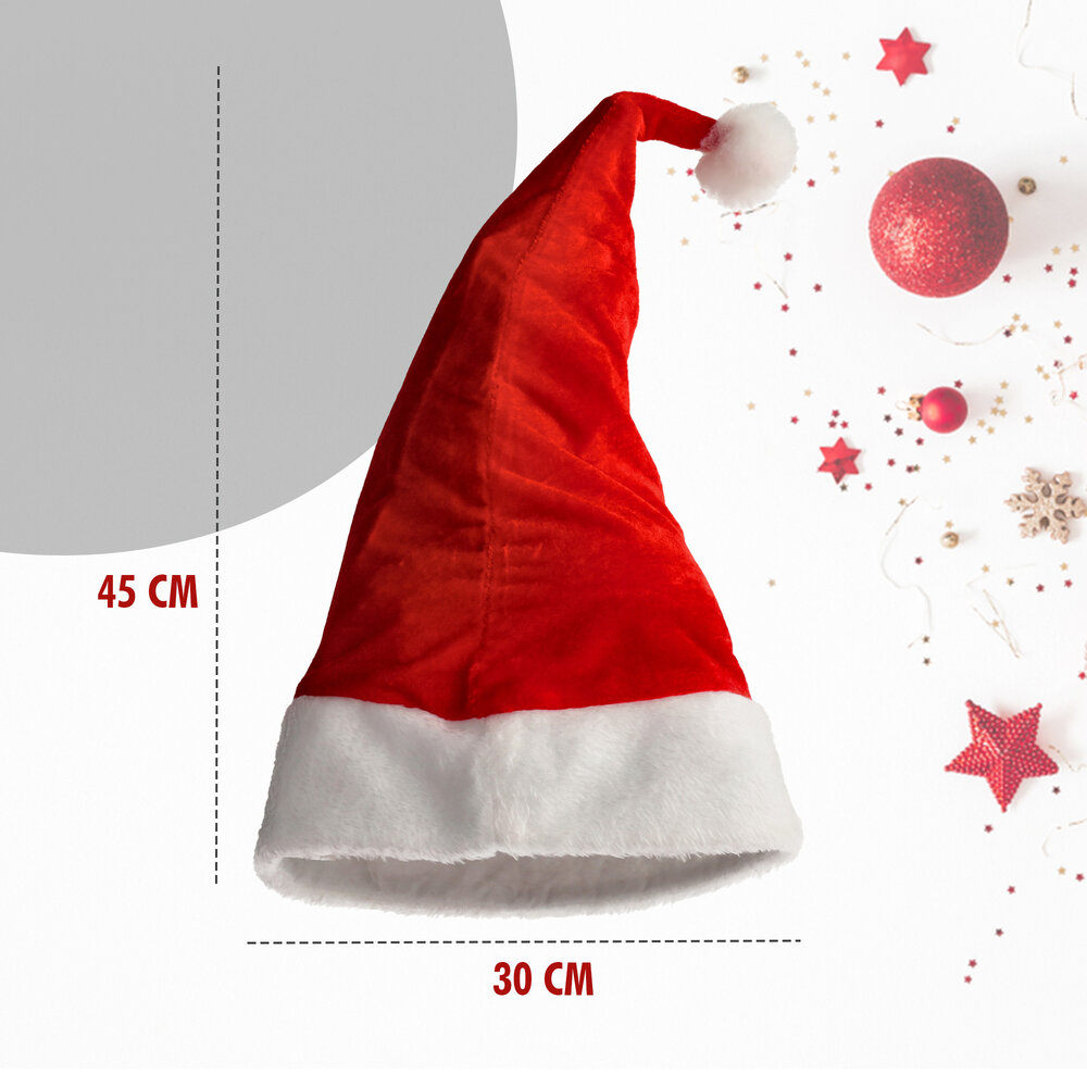 Discountershop Set of 5 Luxury Christmas Hats Unisex - Plush Red/White - 100% Polyester - For Children & Adults - Santa Hats Perfect for Festive Occasions
