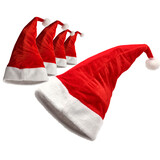 Discountershop Set of 5 Luxury Christmas Hats Unisex - Plush Red/White - 100% Polyester - For Children & Adults - Santa Hats Perfect for Festive Occasions
