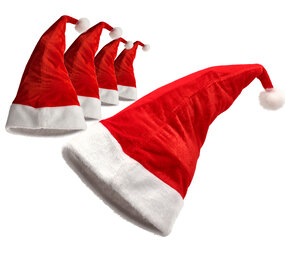 Discountershop Set of 5 Luxury Christmas Hats Unisex - Plush Red/White - 100% Polyester - For Children & Adults - Santa Hats Perfect for Festive Occasions Discountershop Set of 5 Luxury Christmas Hats Unisex - Plush Red/White - 100% Polyester - For Children & Adults - Santa Hats Perfect for Festive Occasions