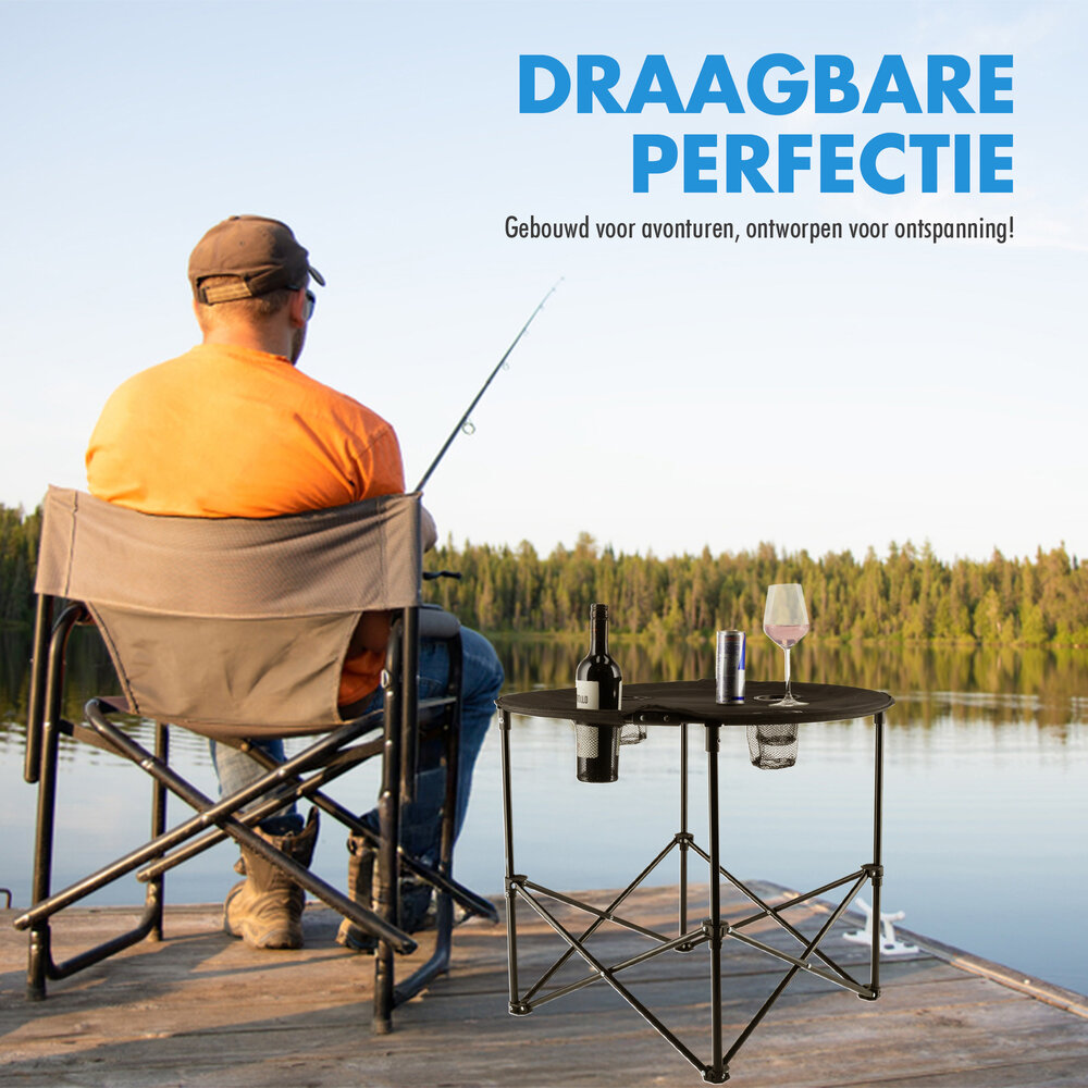 Discountershop Picnic Table Foldable Ø 72.5 cm - Lightweight Camping Table with Cup Holders & Cover - Round Foldable Table for Indoor & Outdoor Discountershop Picnic Table Foldable Ø 72.5 cm - Lightweight Camping Table with Cup Holders & Cover - Round Foldable Table for Indoor & Outdoor