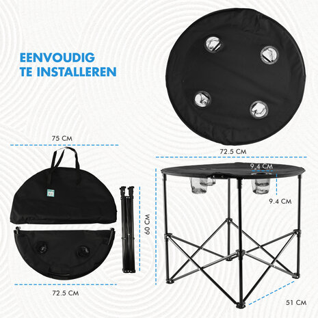 Discountershop Picnic Table Foldable Ø 72.5 cm - Lightweight Camping Table with Cup Holders & Cover - Round Foldable Table for Indoor & Outdoor Discountershop Picnic Table Foldable Ø 72.5 cm - Lightweight Camping Table with Cup Holders & Cover - Round Foldable Table for Indoor & Outdoor