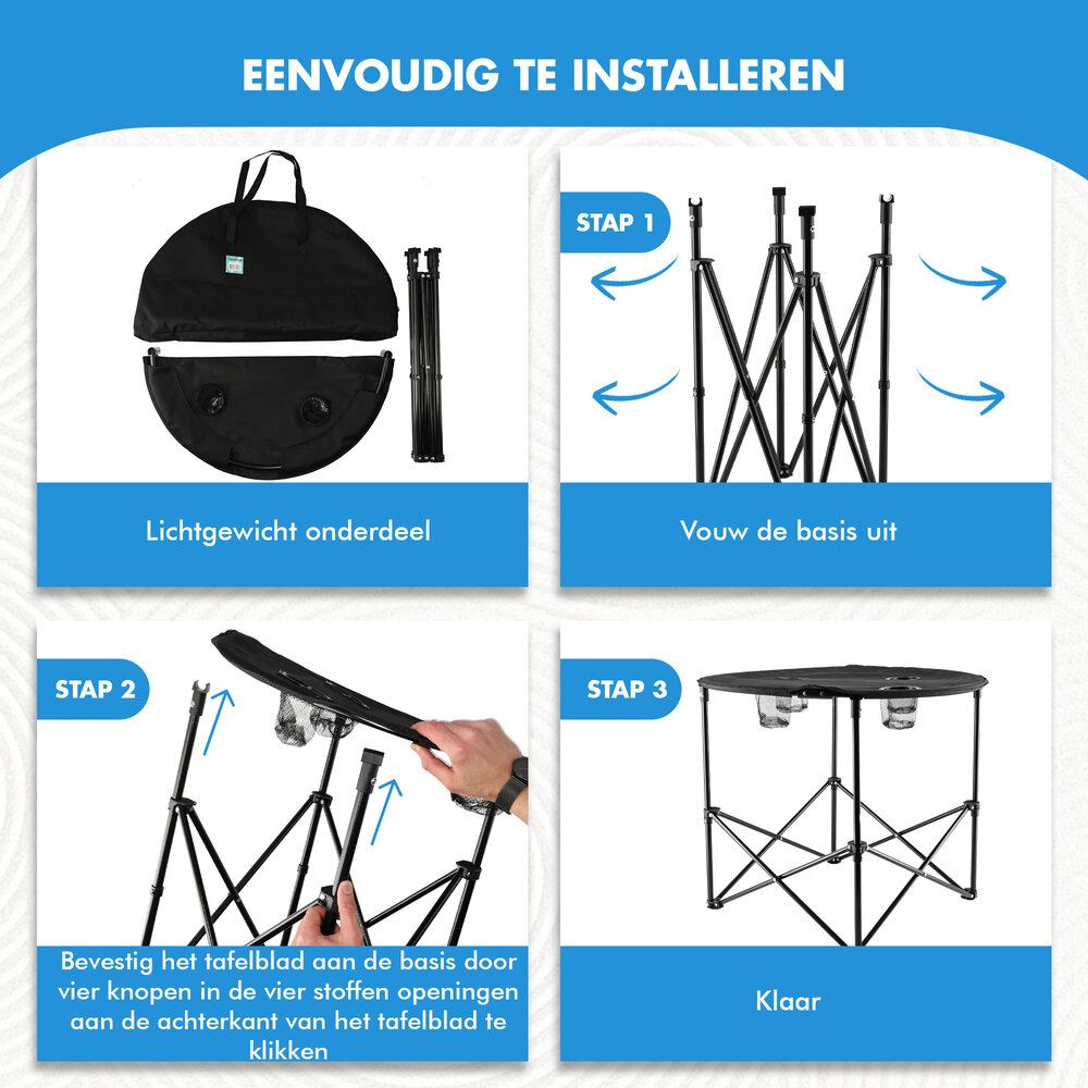 Discountershop Picknicktafel Inklapbaar Ø 72,5 cm - Lichtgewicht Campingtafel met Bekerhouders & Hoes - Ronde Opvouwbare Tafel voor Binnen & Buiten Discountershop Picknicktafel Inklapbaar Ø 72,5 cm - Lichtgewicht Campingtafel met Bekerhouders & Hoes - Ronde Opvouwbare Tafel voor Binnen & Buiten