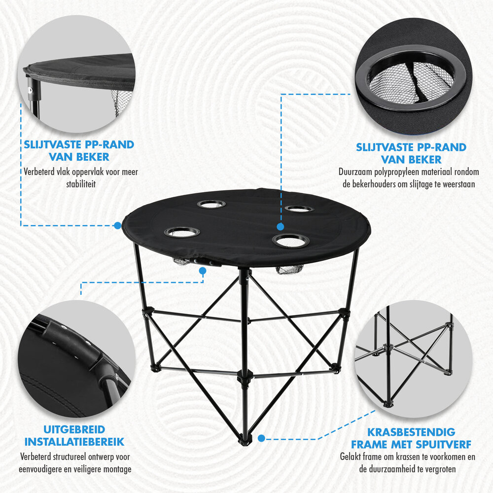 Discountershop Picnic Table Foldable Ø 72.5 cm - Lightweight Camping Table with Cup Holders & Cover - Round Foldable Table for Indoor & Outdoor Discountershop Picnic Table Foldable Ø 72.5 cm - Lightweight Camping Table with Cup Holders & Cover - Round Foldable Table for Indoor & Outdoor