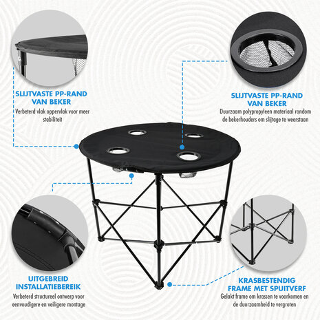 Discountershop Picnic Table Foldable Ø 72.5 cm - Lightweight Camping Table with Cup Holders & Cover - Round Foldable Table for Indoor & Outdoor Discountershop Picnic Table Foldable Ø 72.5 cm - Lightweight Camping Table with Cup Holders & Cover - Round Foldable Table for Indoor & Outdoor