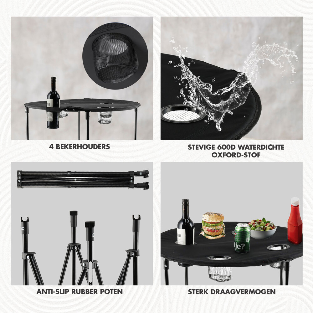 Discountershop Picknicktafel Inklapbaar Ø 72,5 cm - Lichtgewicht Campingtafel met Bekerhouders & Hoes - Ronde Opvouwbare Tafel voor Binnen & Buiten Discountershop Picknicktafel Inklapbaar Ø 72,5 cm - Lichtgewicht Campingtafel met Bekerhouders & Hoes - Ronde Opvouwbare Tafel voor Binnen & Buiten