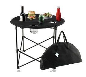 Discountershop Picknicktafel Inklapbaar Ø 72,5 cm - Lichtgewicht Campingtafel met Bekerhouders & Hoes - Ronde Opvouwbare Tafel voor Binnen & Buiten Discountershop Picknicktafel Inklapbaar Ø 72,5 cm - Lichtgewicht Campingtafel met Bekerhouders & Hoes - Ronde Opvouwbare Tafel voor Binnen & Buiten