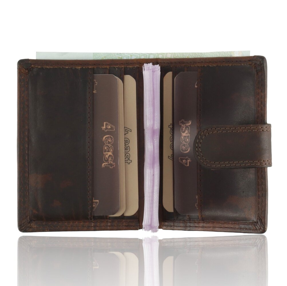 4 East Card Holder - Brown Calf Leather - Double Stitched - Holds 20 Cards + Coin Pocket - Genuine Leather Card Holder for Men & Women 4 East Card Holder - Brown Calf Leather - Double Stitched - Holds 20 Cards + Coin Pocket - Genuine Leather Card Holder for Men & Women