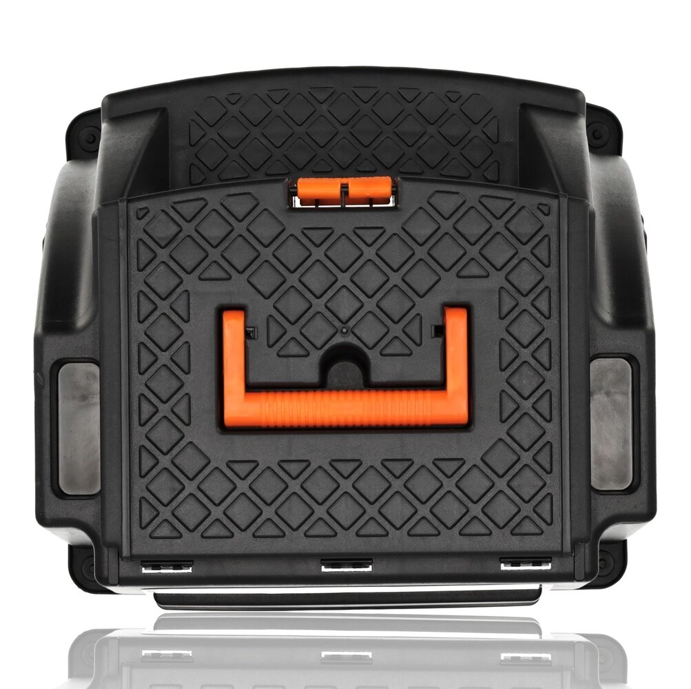 Discountershop Opstapkruk met Opbergvak - Zwart/Oranje - Antislip, Handgreep, 120 kg - Keukenkruk, Trapje voor Caravan, Camper, Huis & Magazijn Discountershop Opstapkruk met Opbergvak - Zwart/Oranje - Antislip, Handgreep, 120 kg - Keukenkruk, Trapje voor Caravan, Camper, Huis & Magazijn