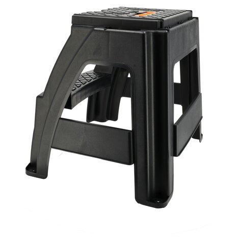 Discountershop Step Stool with Storage Compartment - Black/Orange - Non-slip, Handle, 120 kg - Kitchen Stool, Steps for Caravan, Camper, Home & Warehouse Discountershop Step Stool with Storage Compartment - Black/Orange - Non-slip, Handle, 120 kg - Kitchen Stool, Steps for Caravan, Camper, Home & Warehouse