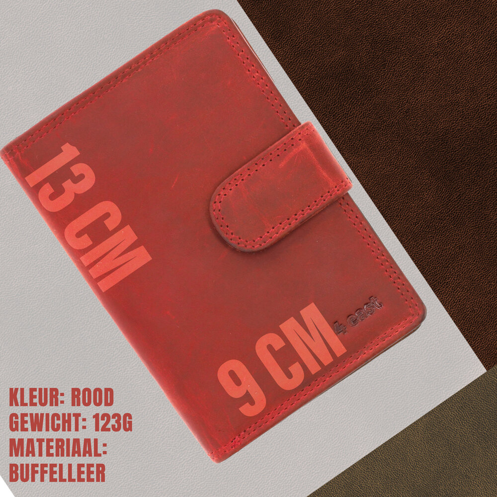 4 East Fashionable Red Leather Zipper Wallet | Women's Wallet With Coin Pocket | 9X13X3 Cm | 14 Passes | 10 Subjects 4 East Fashionable Red Leather Zipper Wallet | Women's Wallet With Coin Pocket | 9X13X3 Cm | 14 Passes | 10 Subjects