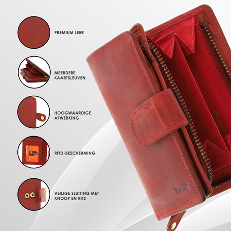 4 East Fashionable Red Leather Zipper Wallet | Women's Wallet With Coin Pocket | 9X13X3 Cm | 14 Passes | 10 Subjects 4 East Fashionable Red Leather Zipper Wallet | Women's Wallet With Coin Pocket | 9X13X3 Cm | 14 Passes | 10 Subjects