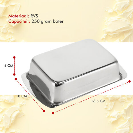 Discountershop Botervloot RVS - Botervloot Roestvrij Staal - Zilver - Klassiek Ontwerp - Deksel - Voor 250g Boter - Boterschaal - Botervloot voor Koelkast of Aanrecht