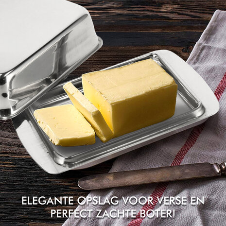 Discountershop Botervloot RVS - Botervloot Roestvrij Staal - Zilver - Klassiek Ontwerp - Deksel - Voor 250g Boter - Boterschaal - Botervloot voor Koelkast of Aanrecht