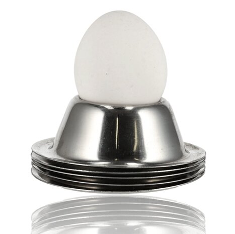 Discountershop Egg Cups Stainless Steel Set of 2 | Stackable Silver Egg Cups with Base | Breakfast & Easter | Diameter 8.5cm, Height 3.5cm