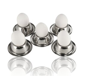Discountershop Egg Cups Stainless Steel Set of 5 | Stackable Silver Egg Cups | For Breakfast | Ø 8.5cm, H 3.5cm