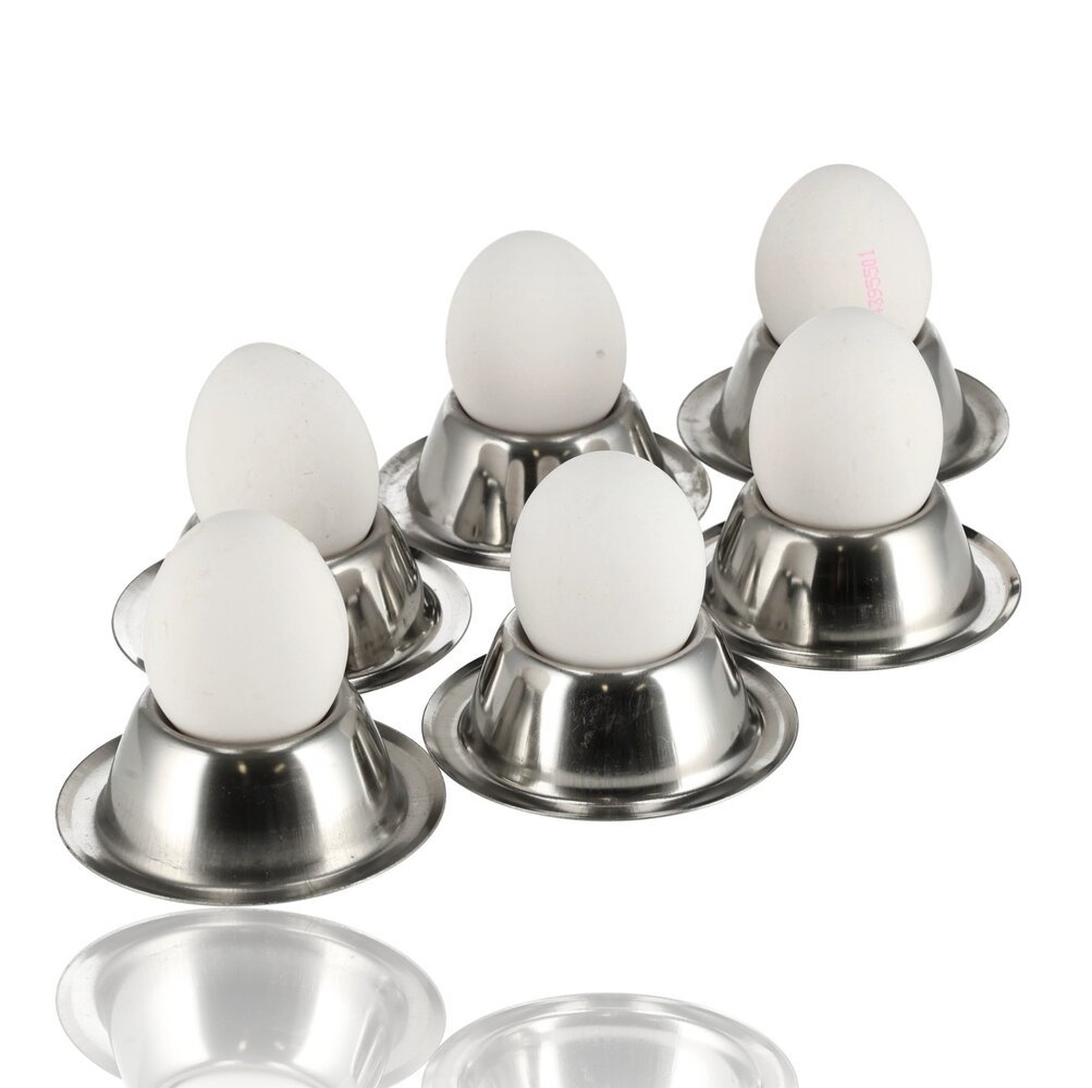 Discountershop Eierdopjes RVS Set van 6 | Ø 8,5cm, H 3,5cm | Stapelbare Zilveren Eierdopjes met Voet | Voor Zachtgekookte en Hardgekookte Eieren Discountershop Eierdopjes RVS Set van 6 | Ø 8,5cm, H 3,5cm | Stapelbare Zilveren Eierdopjes met Voet | Voor Zachtgekookte en Hardgekookte Eieren