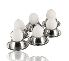 Discountershop Egg Cups Stainless Steel Set of 6 | Ø 8.5cm, H 3.5cm | Stackable Silver Egg Cups with Base | For Soft-boiled and Hard-boiled Eggs