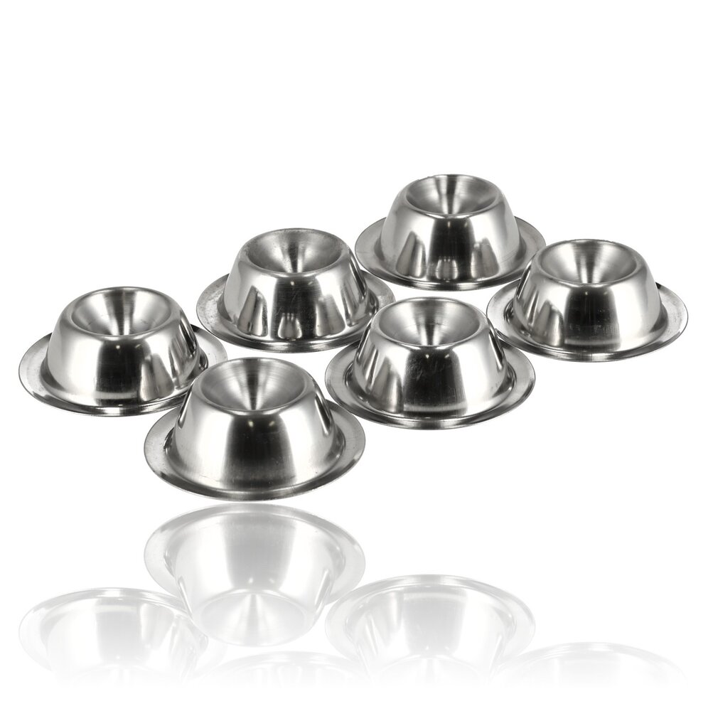 Discountershop Eierdopjes RVS Set van 6 | Ø 8,5cm, H 3,5cm | Stapelbare Zilveren Eierdopjes met Voet | Voor Zachtgekookte en Hardgekookte Eieren Discountershop Eierdopjes RVS Set van 6 | Ø 8,5cm, H 3,5cm | Stapelbare Zilveren Eierdopjes met Voet | Voor Zachtgekookte en Hardgekookte Eieren