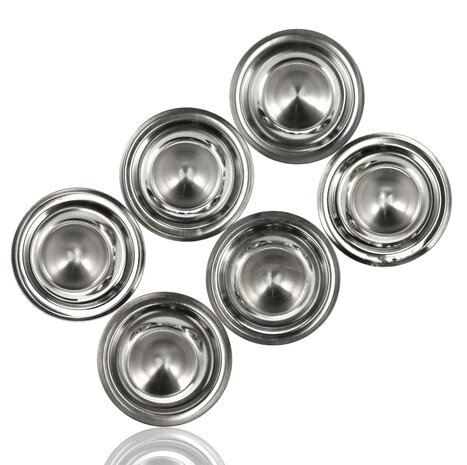 Discountershop Eierdopjes RVS Set van 6 | Ø 8,5cm, H 3,5cm | Stapelbare Zilveren Eierdopjes met Voet | Voor Zachtgekookte en Hardgekookte Eieren Discountershop Eierdopjes RVS Set van 6 | Ø 8,5cm, H 3,5cm | Stapelbare Zilveren Eierdopjes met Voet | Voor Zachtgekookte en Hardgekookte Eieren