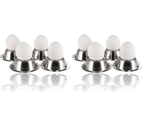 Discountershop Egg Cups Stainless Steel Set of 8 | Stackable Silver Egg Cups with Base | For Soft-boiled and Hard-boiled Eggs | Ø 8.5cm, H 3.5cm Discountershop Egg Cups Stainless Steel Set of 8 | Stackable Silver Egg Cups with Base | For Soft-boiled and Hard-boiled Eggs | Ø 8.5cm, H 3.5cm