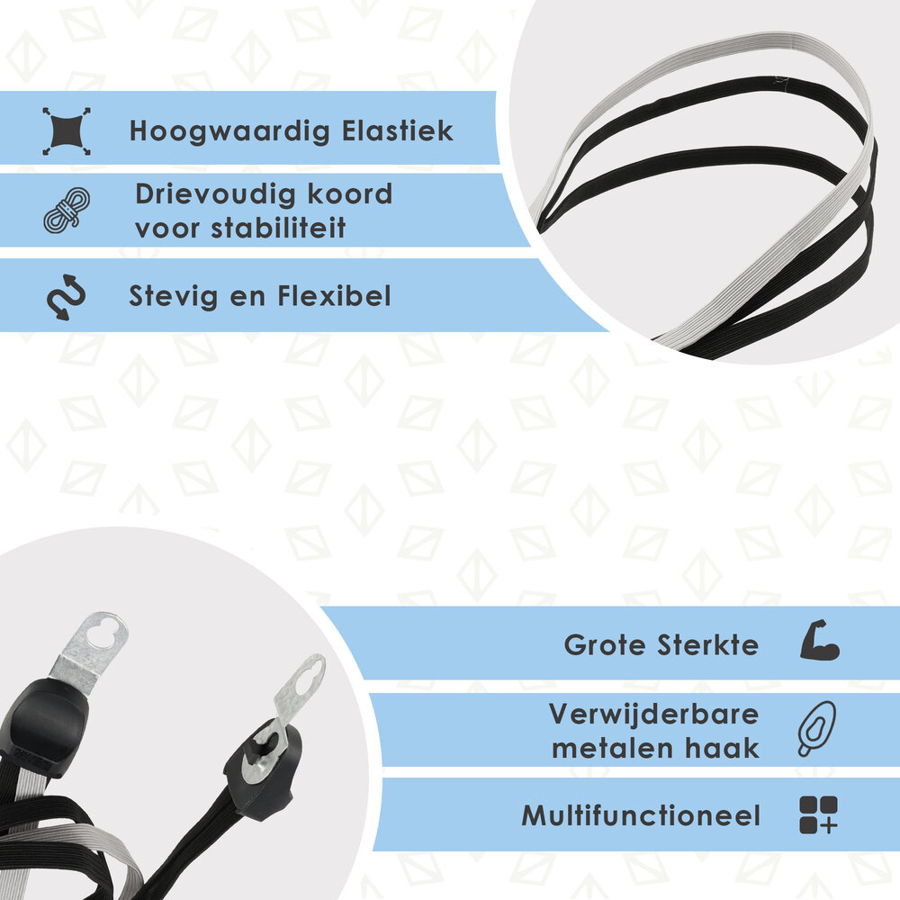 Discountershop Snelbinders Zwart Universeel | Spinbinder met IJzeren Haak en 3 Elastische Armen | Bagagebinder 65cm Uitrekbaar tot 105cm | Voor 26-28 Inch Fietsen & Bagagedrager Discountershop Snelbinders Zwart Universeel | Spinbinder met IJzeren Haak en 3 Elastische Armen | Bagagebinder 65cm Uitrekbaar tot 105cm | Voor 26-28 Inch Fietsen & Bagagedrager