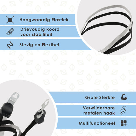 Discountershop Snelbinders Zwart Universeel | Spinbinder met IJzeren Haak en 3 Elastische Armen | Bagagebinder 65cm Uitrekbaar tot 105cm | Voor 26-28 Inch Fietsen & Bagagedrager Discountershop Snelbinders Zwart Universeel | Spinbinder met IJzeren Haak en 3 Elastische Armen | Bagagebinder 65cm Uitrekbaar tot 105cm | Voor 26-28 Inch Fietsen & Bagagedrager