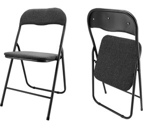 Discountershop Folding chair 43 cm seat height - Black table chair - Velvet folding chairs - Luxury folding chairs - Discountershop Folding chair 43 cm seat height - Black table chair - Velvet folding chairs - Luxury folding chairs -