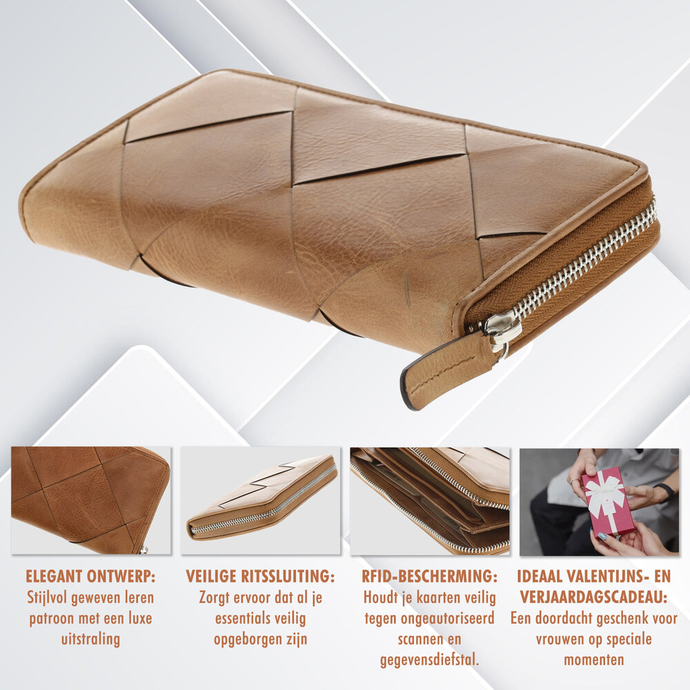 4 East Genuine Leather Women's Zip Around Wallet - With RFID and Coin Pocket - 19.5x10x2 cm - Ideal Gift for Her 4 East Genuine Leather Women's Zip Around Wallet - With RFID and Coin Pocket - 19.5x10x2 cm - Ideal Gift for Her