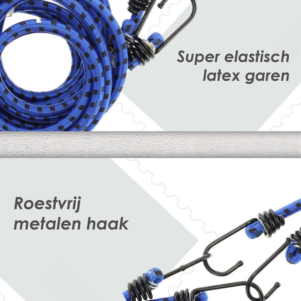 Discountershop Bagagebinder 80 cm Ø 10 mm – 4 Stuks - Sterke Spinbinder met 8 Elastische Armen & Haken – Blauw/Zwart – Voor Fiets, Auto & Motor Transport Discountershop Bagagebinder 80 cm Ø 10 mm – 4 Stuks - Sterke Spinbinder met 8 Elastische Armen & Haken – Blauw/Zwart – Voor Fiets, Auto & Motor Transport