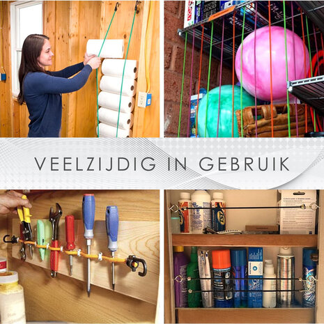 Discountershop Snelbinders met Haak - Rood - 4 Stuks - 80cm Ø 10mm - 8 Haken - Bagagedrager Achter voor Fiets & Meer