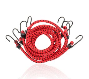 Discountershop Bungee Cord with Hooks - 4 Pieces with 8 Hooks - 80cm Ø 10mm - Red Luggage Straps for Bicycle Discountershop Bungee Cord with Hooks - 4 Pieces with 8 Hooks - 80cm Ø 10mm - Red Luggage Straps for Bicycle