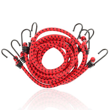 Discountershop Bungee Cord with Hooks - 4 Pieces with 8 Hooks - 80cm Ø 10mm - Red Luggage Straps for Bicycle Discountershop Bungee Cord with Hooks - 4 Pieces with 8 Hooks - 80cm Ø 10mm - Red Luggage Straps for Bicycle