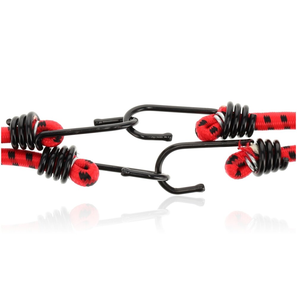 Discountershop Bungee Cord with Hooks - 4 Pieces with 8 Hooks - 80cm Ø 10mm - Red Luggage Straps for Bicycle Discountershop Bungee Cord with Hooks - 4 Pieces with 8 Hooks - 80cm Ø 10mm - Red Luggage Straps for Bicycle