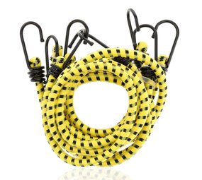 Discountershop Elastic Bungee Rope with Metal Hooks - 4 Pieces in Yellow - 80 cm Ø 10 mm - Luggage Straps with 8 Hooks  - Ideal for Bicycle, Car & Motorcycle Discountershop Elastic Bungee Rope with Metal Hooks - 4 Pieces in Yellow - 80 cm Ø 10 mm - Luggage Straps with 8 Hooks  - Ideal for Bicycle, Car & Motorcycle