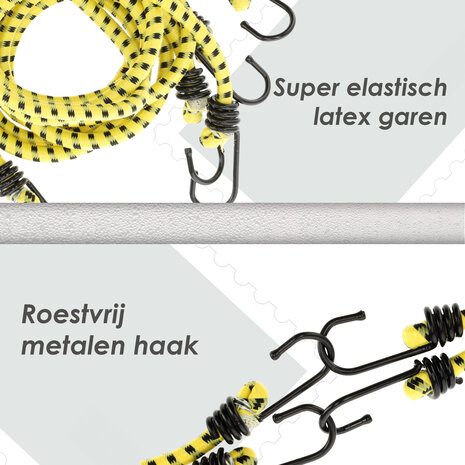Discountershop Spinbinder 80 cm Ø 10 mm - Geel met Zwarte Strepen - 8 Elastische Armen & Haken - Bagagespin / Bagagebinder - Ideaal voor Fiets, Auto & Motor Discountershop Spinbinder 80 cm Ø 10 mm - Geel met Zwarte Strepen - 8 Elastische Armen & Haken - Bagagespin / Bagagebinder - Ideaal voor Fiets, Auto & Motor