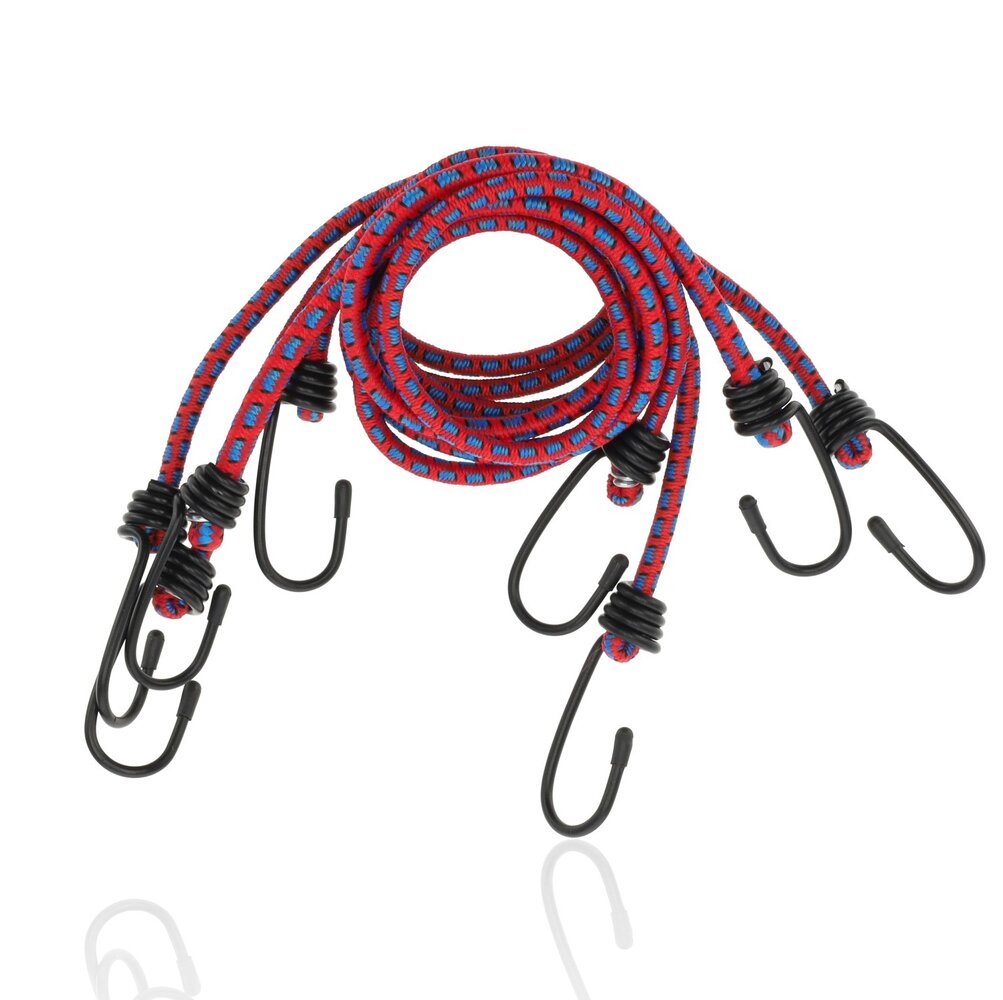Discountershop Bungee Cord Bicycle 4 Pieces (80cm Ø8mm) - - Elastic Luggage Straps with Hooks - Red Assorted Luggage Ties - 8 Arms Discountershop Bungee Cord Bicycle 4 Pieces (80cm Ø8mm) - - Elastic Luggage Straps with Hooks - Red Assorted Luggage Ties - 8 Arms