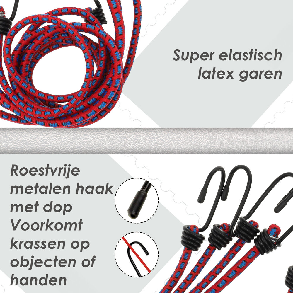 Discountershop Spinbinder Fiets 4 Stuks (80cm Ø8mm) - - Elastische Bagagespanners met Haken - Rood Assorti Bagagebinders - 8-Armig Discountershop Spinbinder Fiets 4 Stuks (80cm Ø8mm) - - Elastische Bagagespanners met Haken - Rood Assorti Bagagebinders - 8-Armig