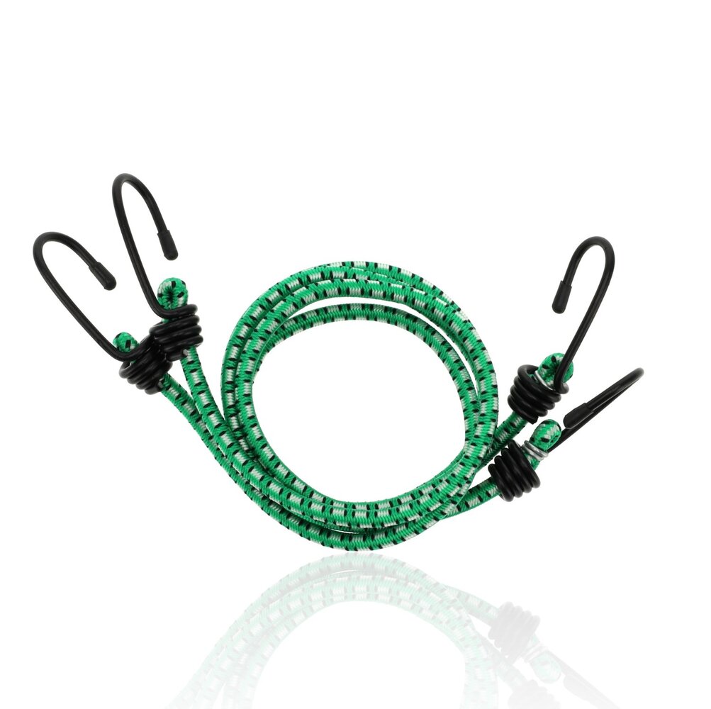 Discountershop Luggage Straps - Carrier Ties 2 Pieces (80cm Ø8mm) - Elastic Luggage Tensioners with 4 Hooks - 4-Arm Bungee Cords - Green - Bicycle & Luggage Accessories