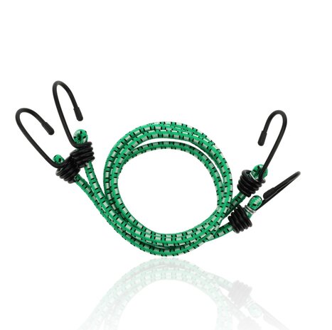 Discountershop Luggage Straps - Carrier Ties 2 Pieces (80cm Ø8mm) - Elastic Luggage Tensioners with 4 Hooks - 4-Arm Bungee Cords - Green - Bicycle & Luggage Accessories