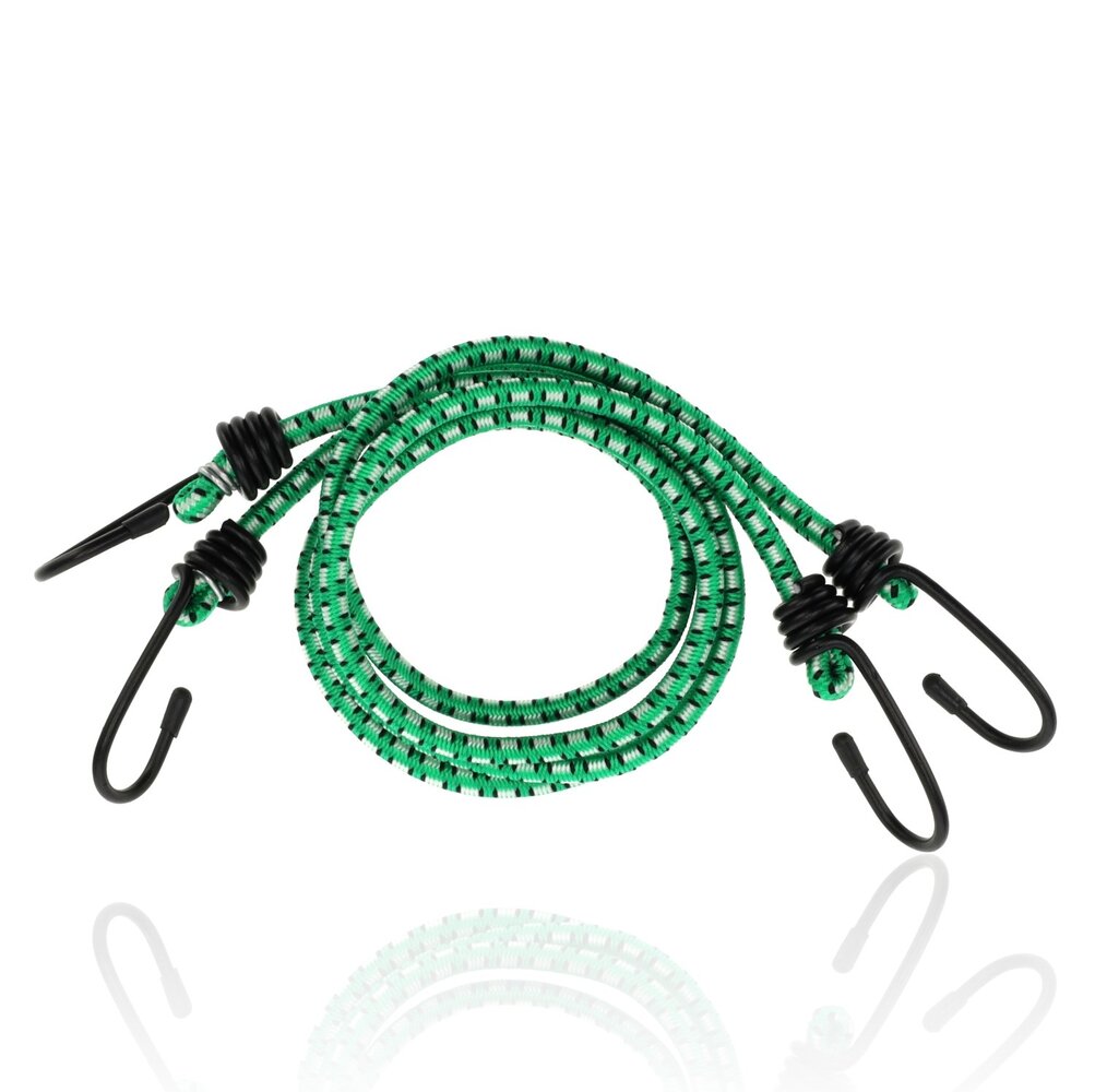 Discountershop Luggage Straps - Carrier Ties 2 Pieces (80cm Ø8mm) - Elastic Luggage Tensioners with 4 Hooks - 4-Arm Bungee Cords - Green - Bicycle & Luggage Accessories
