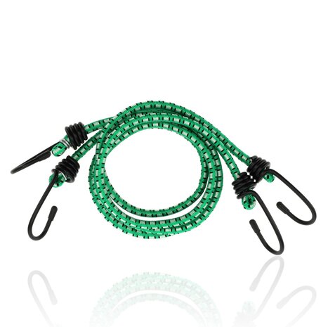 Discountershop Luggage Straps - Carrier Ties 2 Pieces (80cm Ø8mm) - Elastic Luggage Tensioners with 4 Hooks - 4-Arm Bungee Cords - Green - Bicycle & Luggage Accessories