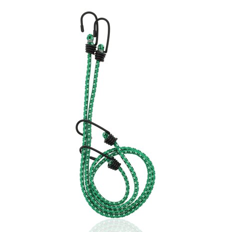 Discountershop Luggage Straps - Carrier Ties 2 Pieces (80cm Ø8mm) - Elastic Luggage Tensioners with 4 Hooks - 4-Arm Bungee Cords - Green - Bicycle & Luggage Accessories