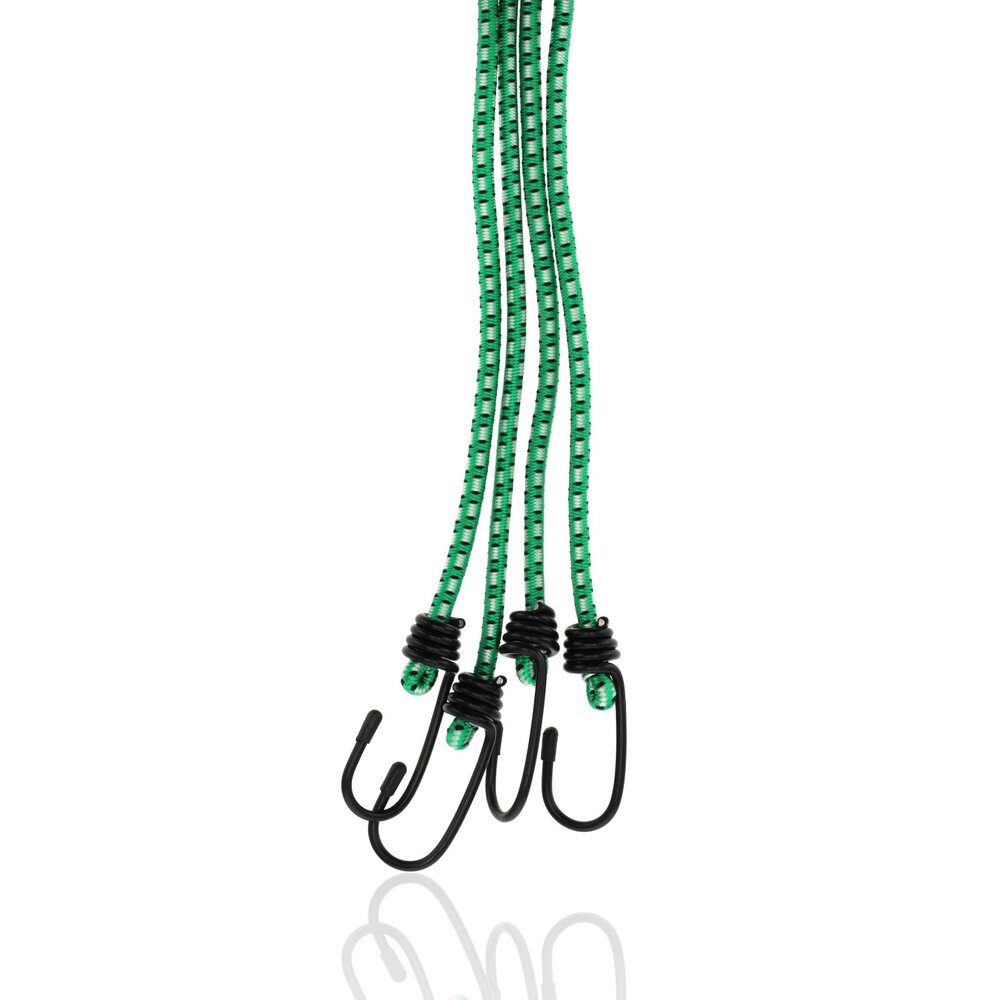 Discountershop Bagagebinder - Spinbinder 2 Stuks (80cm Ø8mm) - Elastische Bagagespanners met 4 Haken - 4-Armige Snelbinder - Groen - Fiets & Bagageaccessoires