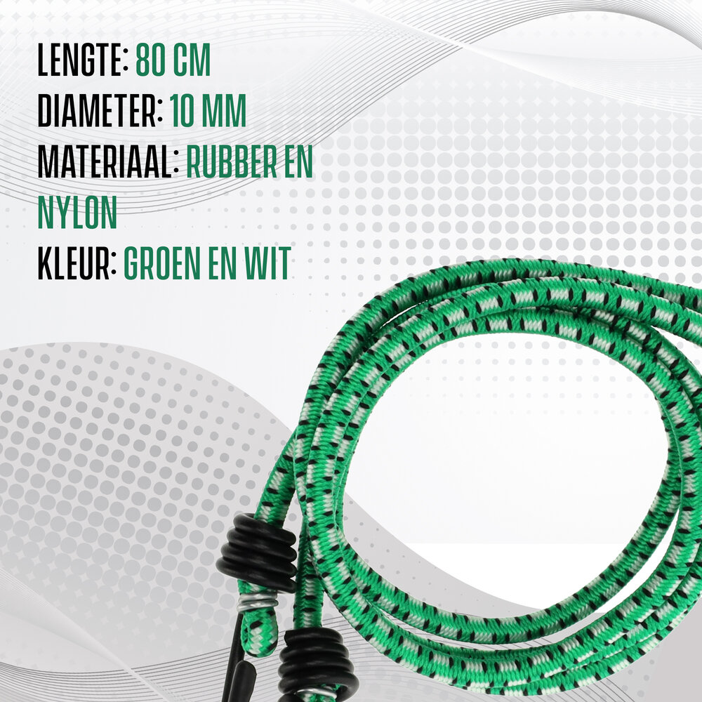 Discountershop Bagagebinder - Spinbinder 2 Stuks (80cm Ø8mm) - Elastische Bagagespanners met 4 Haken - 4-Armige Snelbinder - Groen - Fiets & Bagageaccessoires