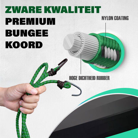 Discountershop Bagagebinder - Spinbinder 2 Stuks (80cm Ø8mm) - Elastische Bagagespanners met 4 Haken - 4-Armige Snelbinder - Groen - Fiets & Bagageaccessoires