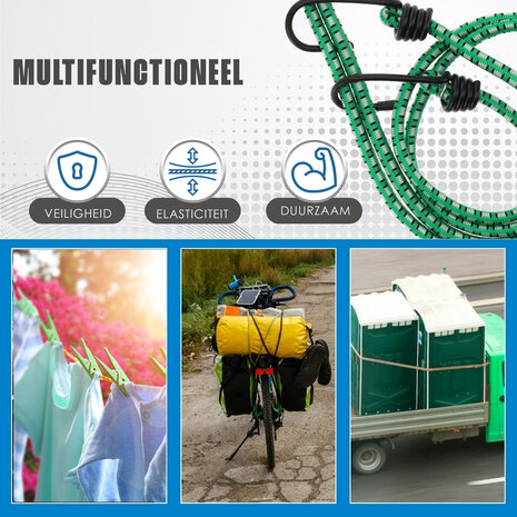 Discountershop Bagagebinder - Spinbinder 2 Stuks (80cm Ø8mm) - Elastische Bagagespanners met 4 Haken - 4-Armige Snelbinder - Groen - Fiets & Bagageaccessoires