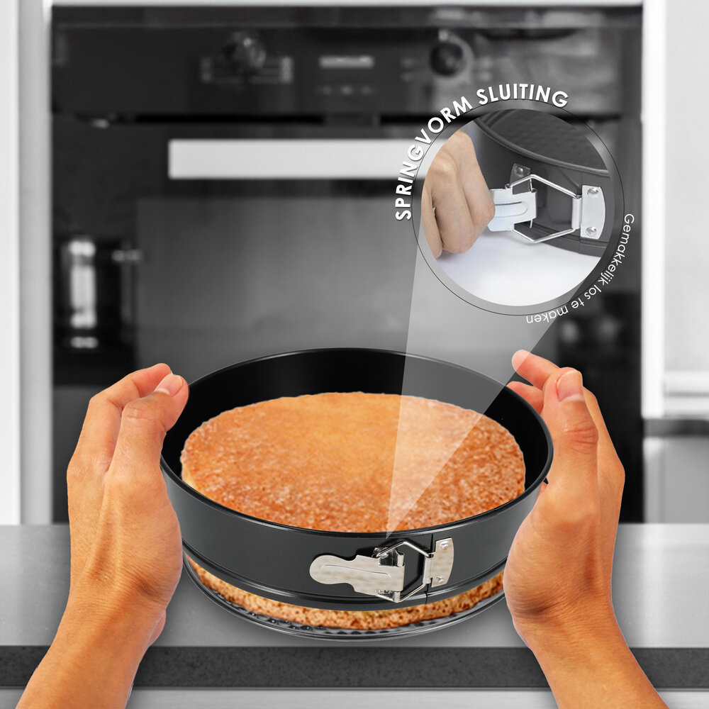 Discountershop Springform Cake Pan Set 28 cm – Non-Stick & Leakproof Metal Cake Mold – Baking Mold for Cheesecake, Cakes, Quiches & Pizza