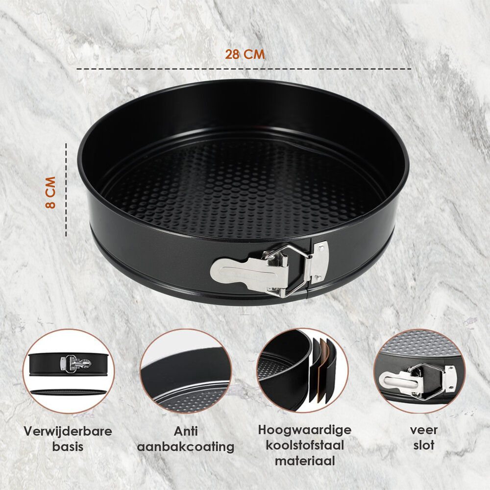 Discountershop Springform Cake Pan Set 28 cm – Non-Stick & Leakproof Metal Cake Mold – Baking Mold for Cheesecake, Cakes, Quiches & Pizza