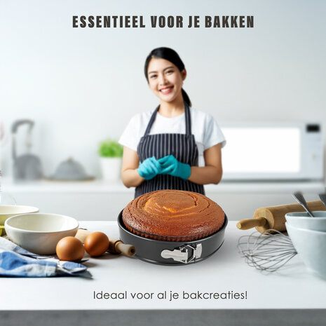 Discountershop Springvorm Set 28 cm – Non-stick & Lekvrij Metalen Taartvorm – Cheesecake Bakvorm voor Taarten, Quiches & Pizza